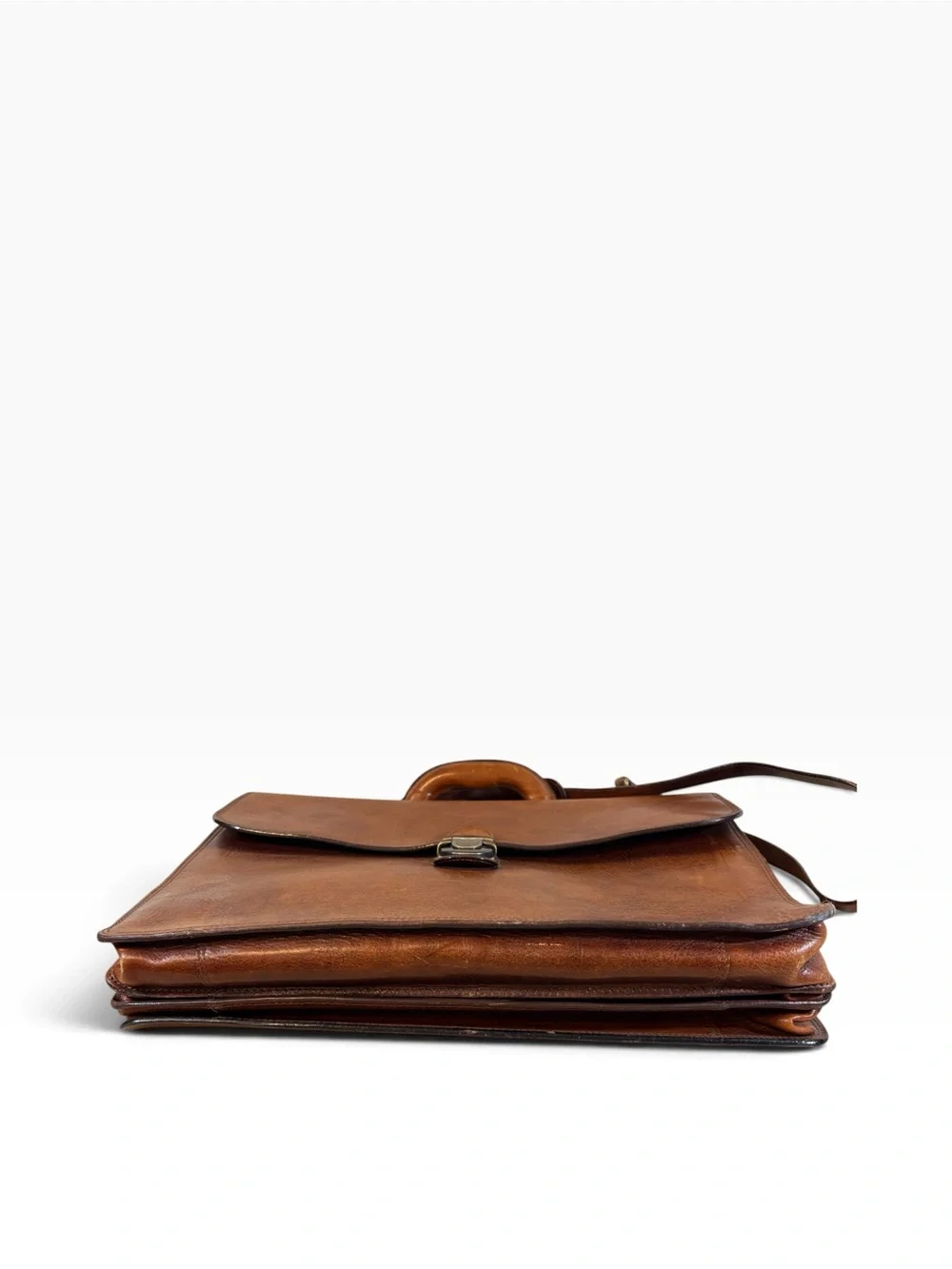 VTG Marino Orlandi Brown Leather Briefcase Messenger Crossbody
